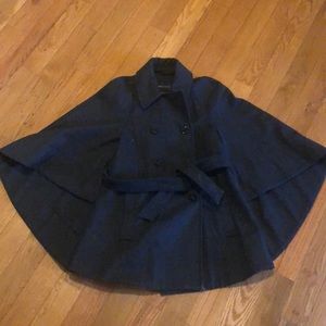 Wool Button Gray Cape Coat